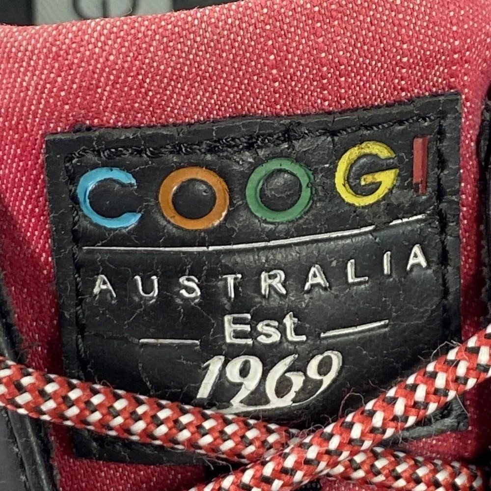 COOGI Australia Men's Boat Shoes Size 10.5‎ Red Black CM1312 Canvas Faux Leather